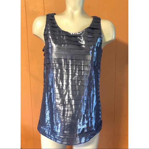 J.CREW Metallic Pleated Tiered Tank 0 - Picture 2 of 11